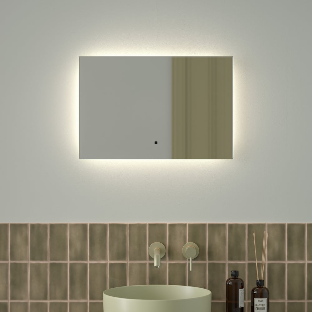 Зеркало с фацетом и LED-подсветкой DEFESTO 17W (60x40 cm) (ИК - выключатель) (Нейтральный белый свет) GLOW DF 2502RH