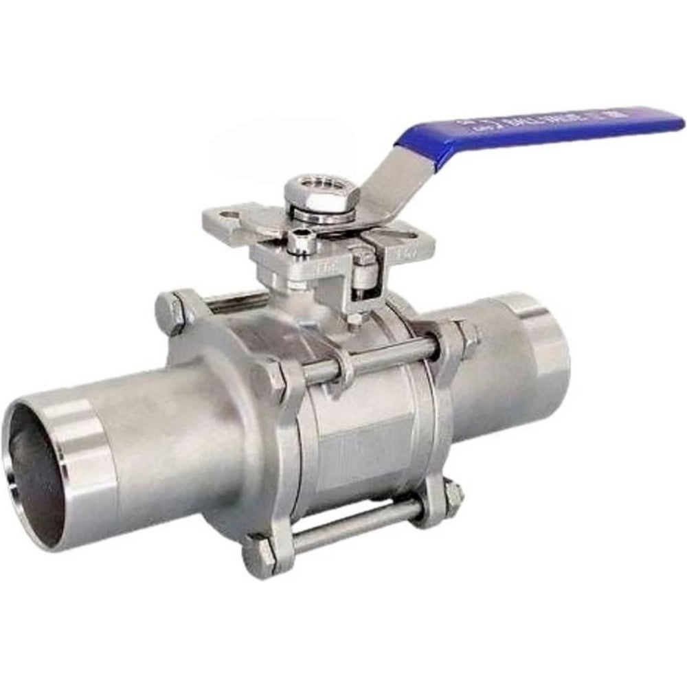 Изображение товара Кран шаровой DN.ru 316-316-PTFE-W-ISO-H Ду50 Ру40 полнопроходной, 3-составной, под приварку, с рукояткой D160-53642