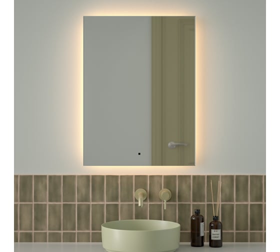 Изображение товара Зеркало с фацетом и LED-подсветкой DEFESTO 25W (60x80 cm) (ИК - выключатель) (Теплый белый свет) GLOW DF 2517R