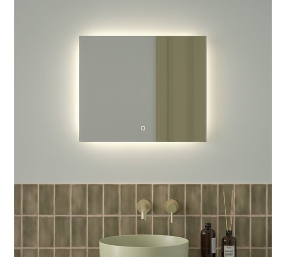 Изображение товара Зеркало с фацетом и LED-подсветкой DEFESTO 19W (60x50 cm) (Сенсорный выключатель) (Нейтральный белый свет) GLOW DF 2503SH