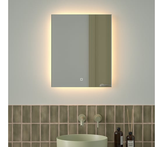 Изображение товара Зеркало с фацетом и LED-подсветкой DEFESTO 19W (50x60 cm) (Сенсорный выключатель) (Теплый белый свет) GLOW DF 2513S