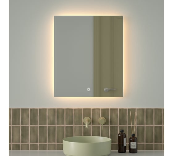 Изображение товара Зеркало с фацетом и LED-подсветкой DEFESTO 23W (60x70 cm) (Сенсорный выключатель) (Теплый белый свет) GLOW DF 2516S