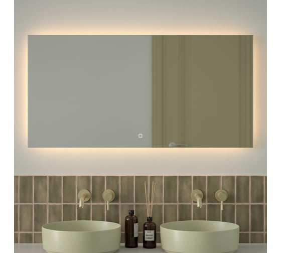 Изображение товара Зеркало с фацетом и LED-подсветкой DEFESTO 34W (120x60 cm) (Сенсорный выключатель) (Теплый белый свет) GLOW DF 2518SH