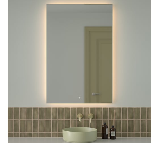Изображение товара Зеркало с фацетом и LED-подсветкой DEFESTO 38W (80x120 cm) (Сенсорный выключатель) (Теплый белый свет) GLOW DF 2520S