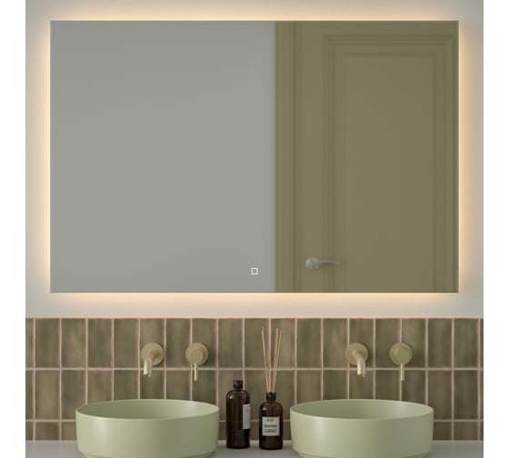 Изображение товара Зеркало с фацетом и LED-подсветкой DEFESTO 38W (120x80 cm) (Сенсорный выключатель) (Теплый белый свет) GLOW DF 2520SH