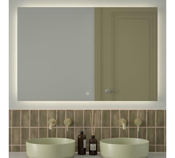 Изображение товара Зеркало с фацетом и LED-подсветкой DEFESTO 38W (120x80 cm) (Сенсорный выключатель) (Нейтральный белый свет) GLOW DF 2510SH