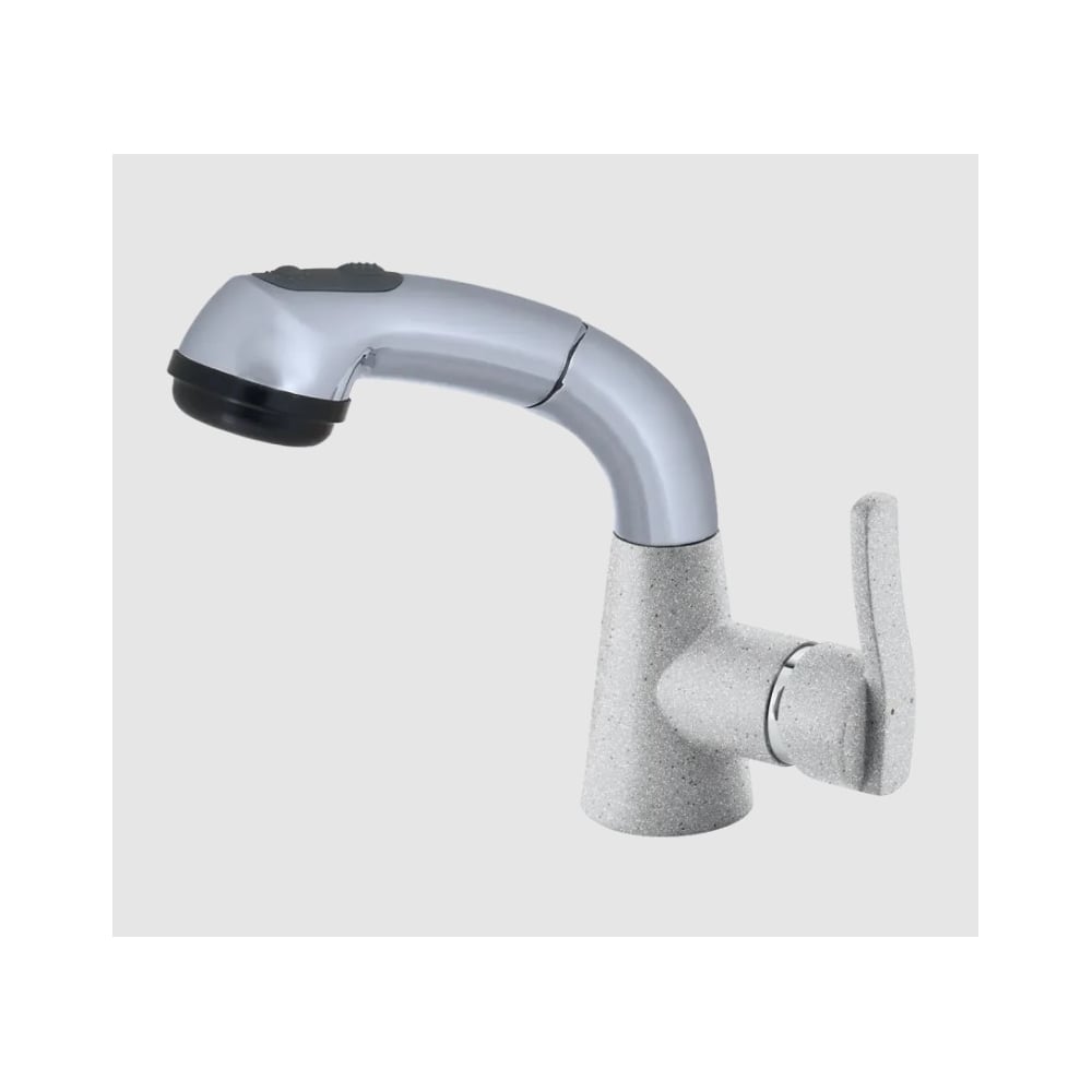 Изображение товара Смеситель GranFest Композит с боковым рычагом и выдвижной лейкой, серый
