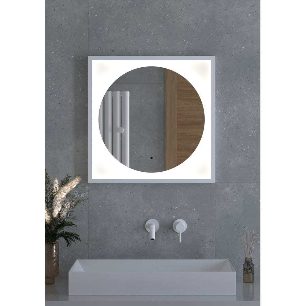 Изображение товара Зеркало DEFESTO с LED-подсветкой 60x60 см в белой раме ECLIPSE DF 2226R