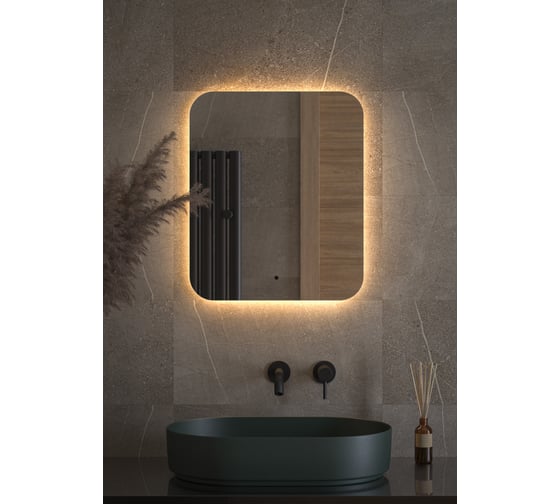 Изображение товара Зеркало DEFESTO с LED-подсветкой 50x60 см ИК - выключатель, Теплый белый свет OPTI DF 2813R