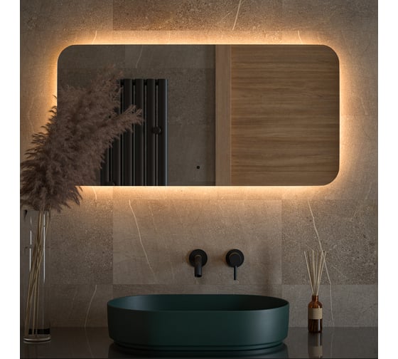 Изображение товара Зеркало DEFESTO с LED-подсветкой 100x50 см ИК - выключатель, Теплый белый свет OPTI DF 2815RH