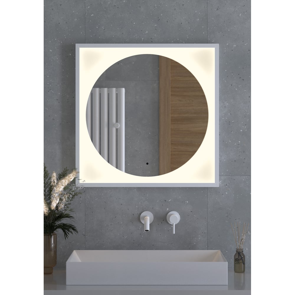 Изображение товара Зеркало DEFESTO в багетной раме с LED-подсветкой 70x70 см современное