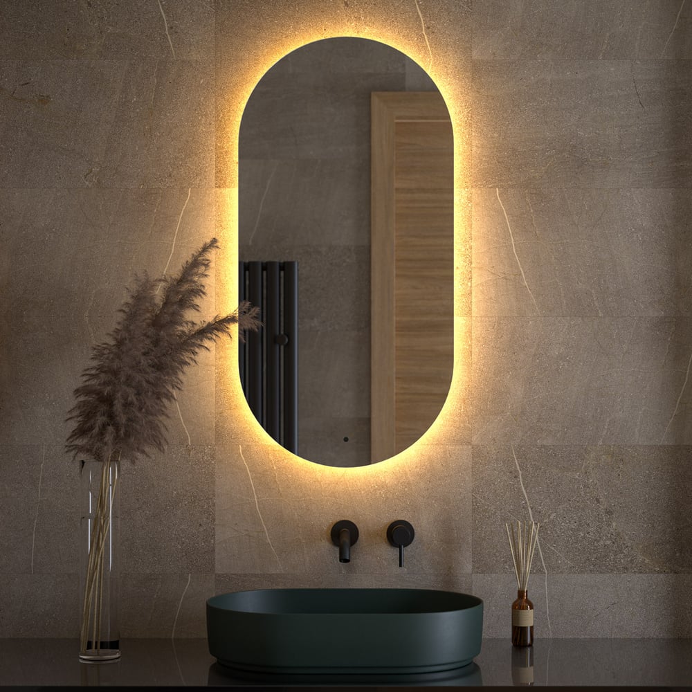 Зеркало DEFESTO с LED-подсветкой 26W 50x100 cm ИК - выключатель, Теплый белый свет OPTI DF 2914R