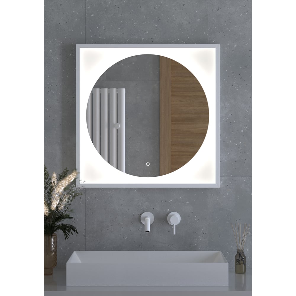 Изображение товара Зеркало DEFESTO в багетной раме с LED-подсветкой 70x70 см Сенсорное