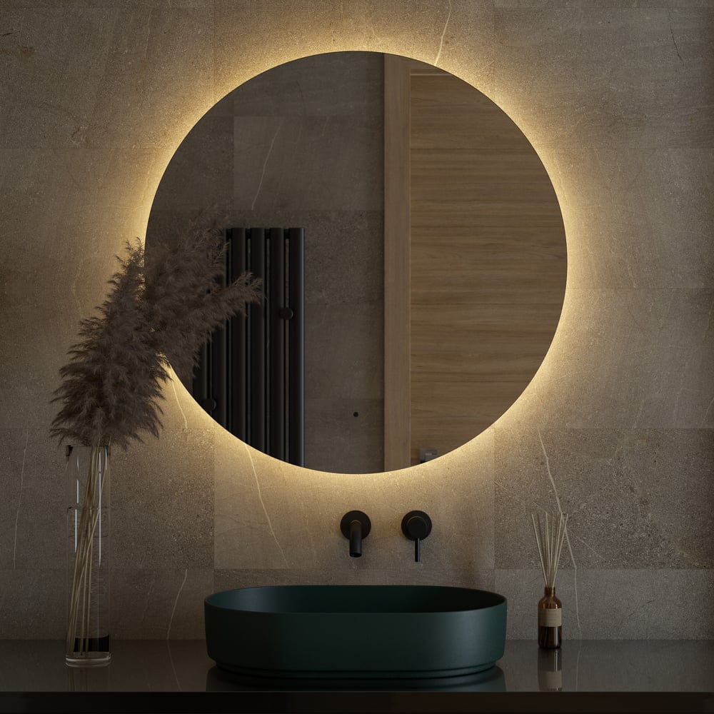 Изображение товара Зеркало DEFESTO с LED-подсветкой 28W Ø90 см ИК выключатель Теплый белый свет OPTI