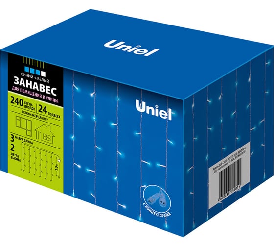 Изображение товара Светодиодный занавес Uniel 240/TTK BLUE-WHITE IP44 ULD-C3020 UL-00007214