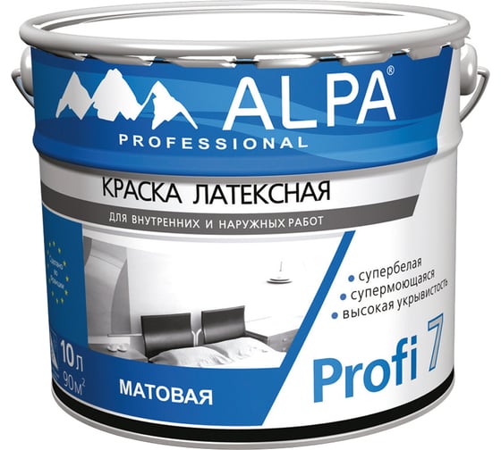 Изображение товара Краска ALPA Альпа Профи 7 NEW белая, 10л 3488570011584
