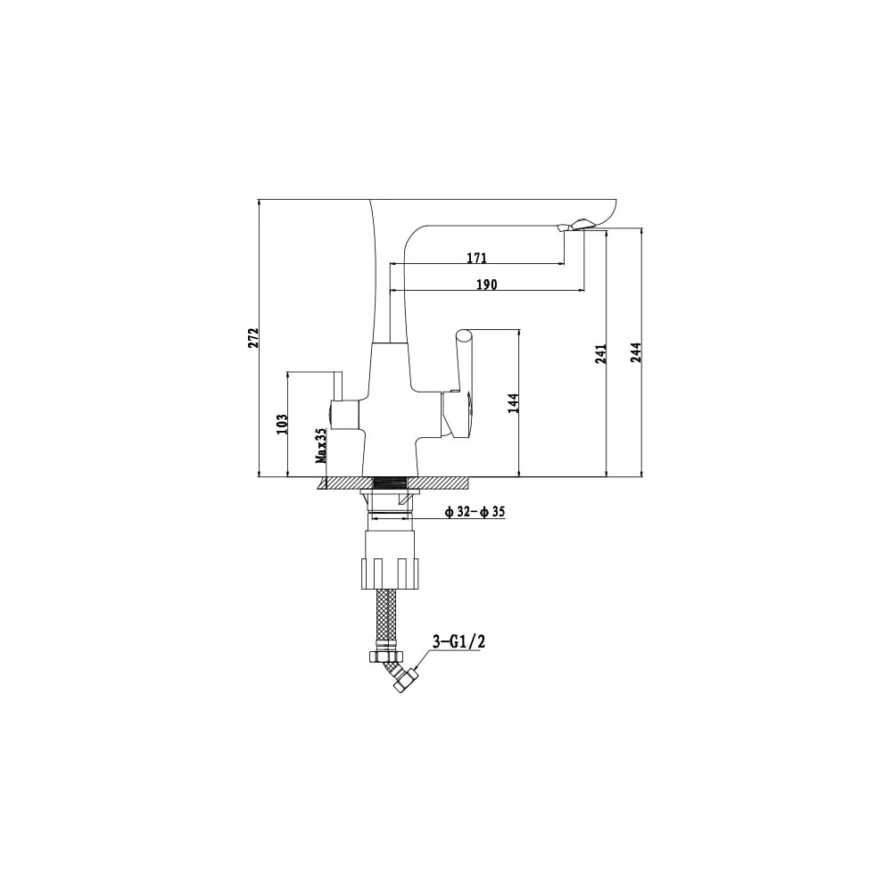 Изображение товара Смеситель для кухни GranFest Композит Г-обр. с краном питьевой воды