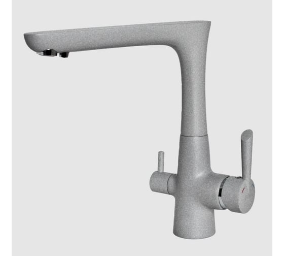 Изображение товара Смеситель для кухни GranFest Композит Г-обр. с краном питьевой воды D-40мм серый арт. 3223 серый