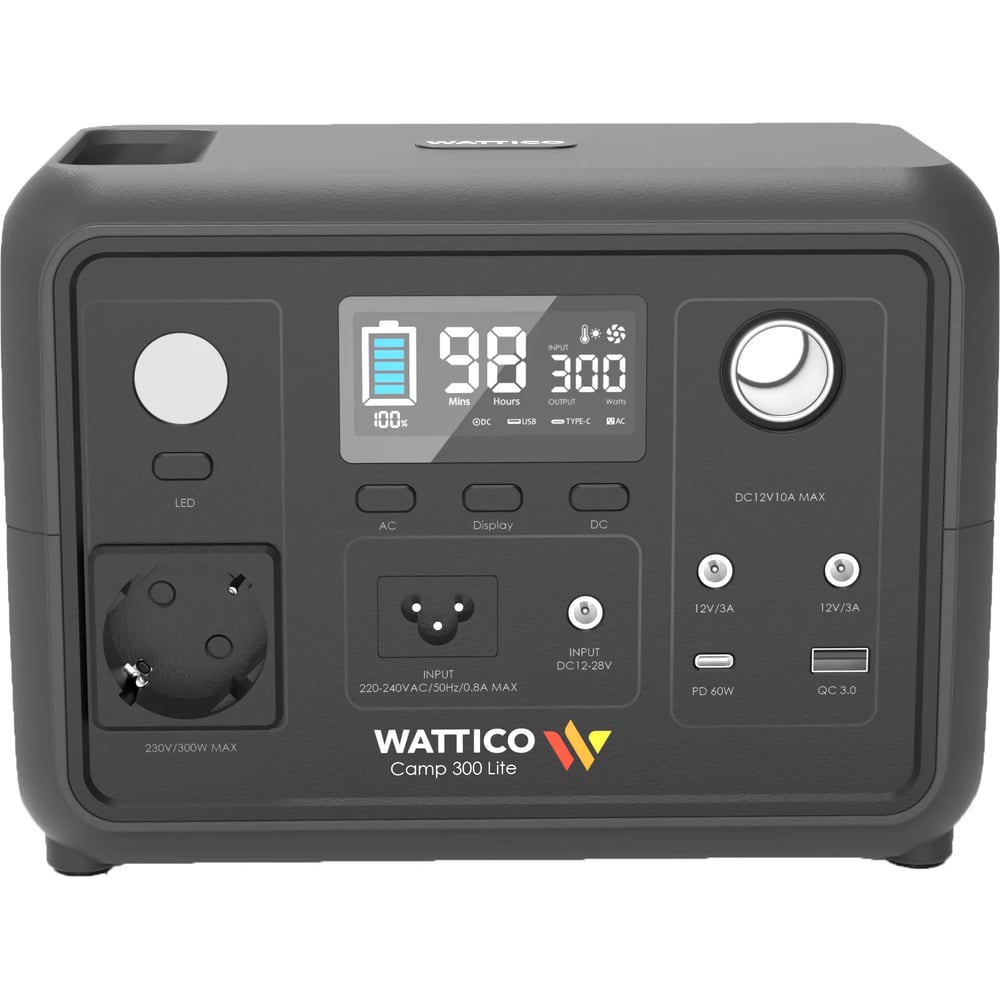 Изображение товара Портативная зарядная станция WATTICO Camp Lite 300Вт 256Вч LiFePo4