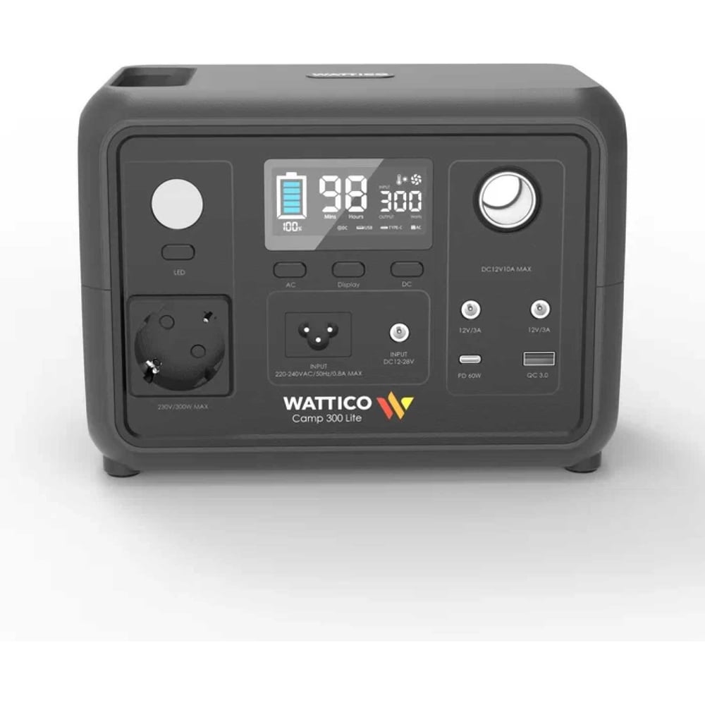 Изображение товара Портативная зарядная станция WATTICO Camp Lite 300Вт 256Втч LiFePo4 Изображение товара Портативная зарядная станция WATTICO Camp Lite 300Вт 256Втч LiFePo4