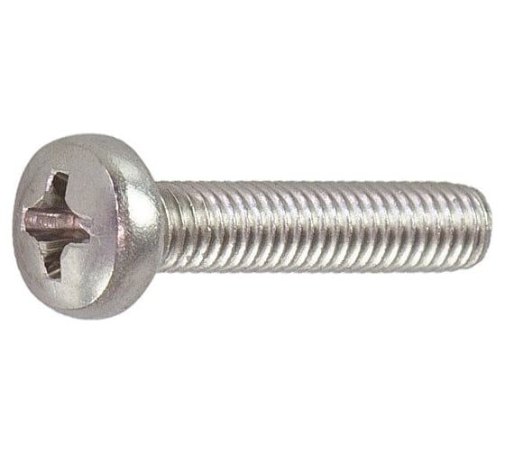 Изображение товара Винт Евразия DIN 7985 А2 полукруглая голова крест шлиц M6x16, нержавеющая сталь (100шт.) 4687207144186