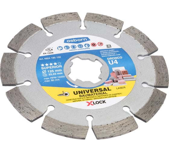 Изображение товара Алмазный диск универсальный OSBORN U4 (125х2.2 мм; X-Lock) DRONCO 4924185102