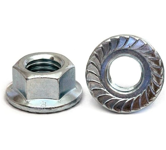 Изображение товара Гайка Евразия шестигранная с фланцем DIN 6923 А2 с зазубринами M8, нержавеющая сталь (10шт.) 4687207141581