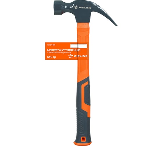Изображение товара Молоток столярный с фибергласовой рукояткой Airline 560гр AHCFH05
