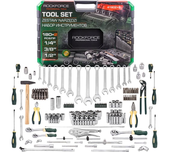 Изображение товара Набор инструментов Rockforce 180 + 2 предмета 1/4, 3/8, 1/2 RF-41802+2(63204)