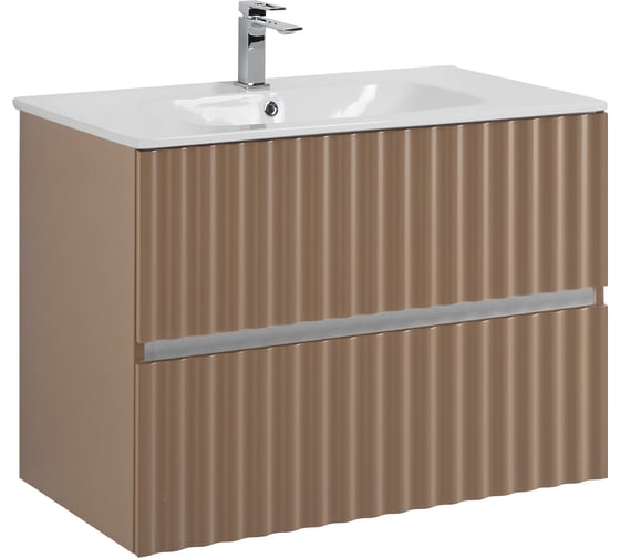 Изображение товара База под раковину подвесная Art&Max ELEGANT с двумя выкатными ящиками, с LED подсветкой ручек, Капучино Матовый, 770x469x550 AM-ELEGANT-800-2C-SO-CM-LED