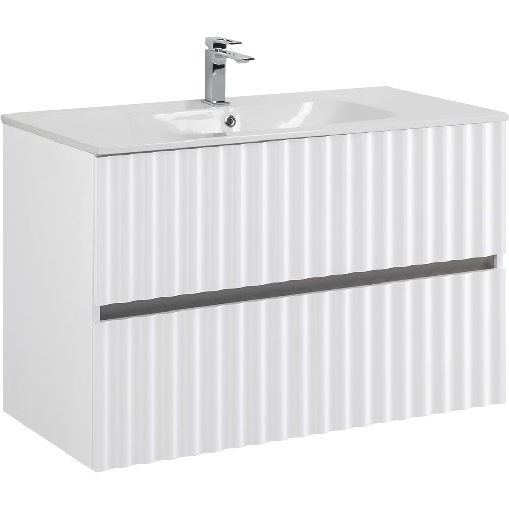 Изображение товара Подвесная база для раковины Art&Max ELEGANT с 2 ящиками и LED подсветкой белый глянец