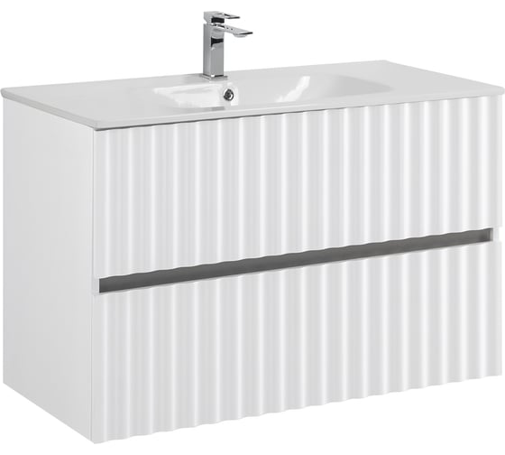 Изображение товара База под раковину подвесная Art&Max ELEGANT с двумя выкатными ящиками, с LED подсветкой ручек, Белый глянец, 870x469x550 AM-ELEGANT-900-2C-SO-BL-LED-P