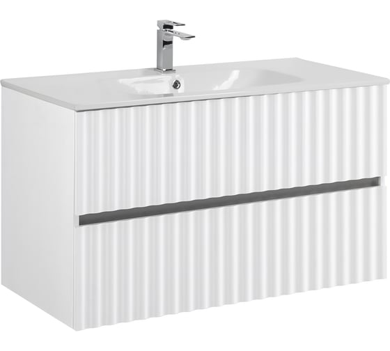 Изображение товара База под раковину подвесная Art&Max ELEGANT с двумя выкатными ящиками, с LED подсветкой ручек, Белый глянец, 970x469x550 AM-ELEGANT-1000-2C-SO-BL-LED-P