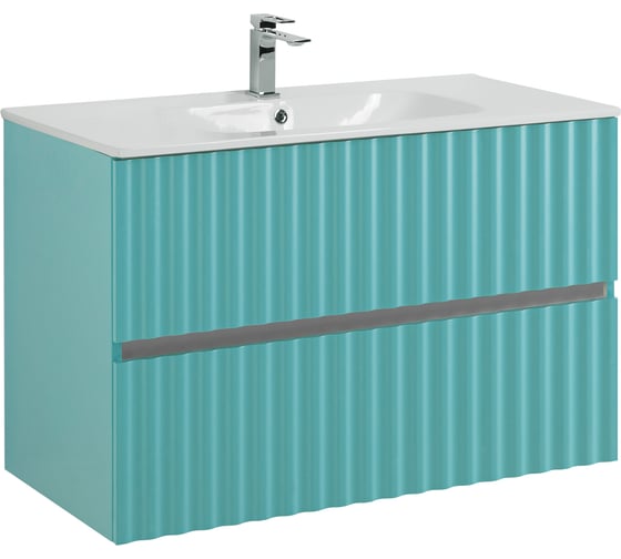 Изображение товара База под раковину подвесная Art&Max ELEGANT с двумя выкатными ящиками, с LED подсветкой ручек, светло-зеленый матовый, 870x469x550 AM-ELEGANT-900-2C-SO-MM-LED