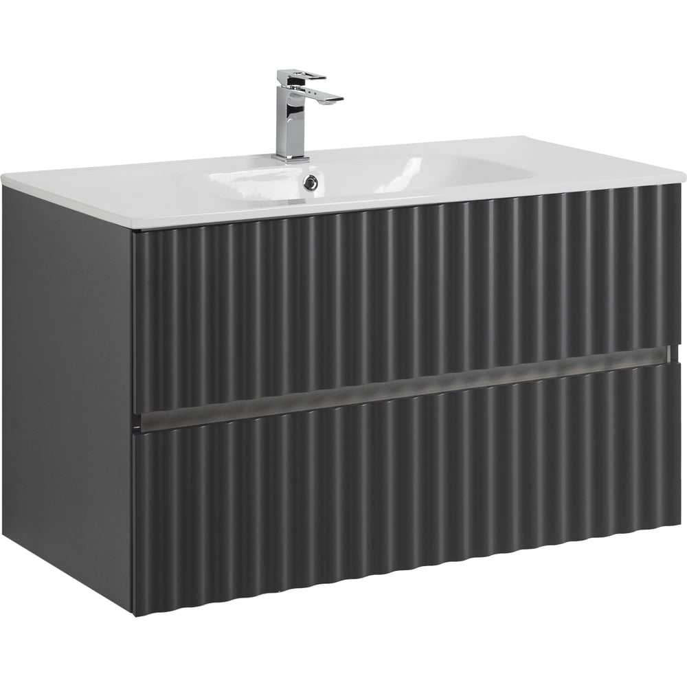 Изображение товара Подвесная база под раковину Art&Max ELEGANT с LED подсветкой, два ящика, темно-серый