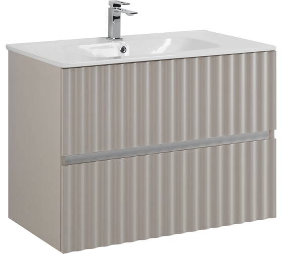 Изображение товара База под раковину подвесная Art&Max ELEGANT с двумя выкатными ящиками, с LED подсветкой ручек, Светло-серый матовый, 770x469x550 AM-ELEGANT-800-2C-SO-GCM-LED