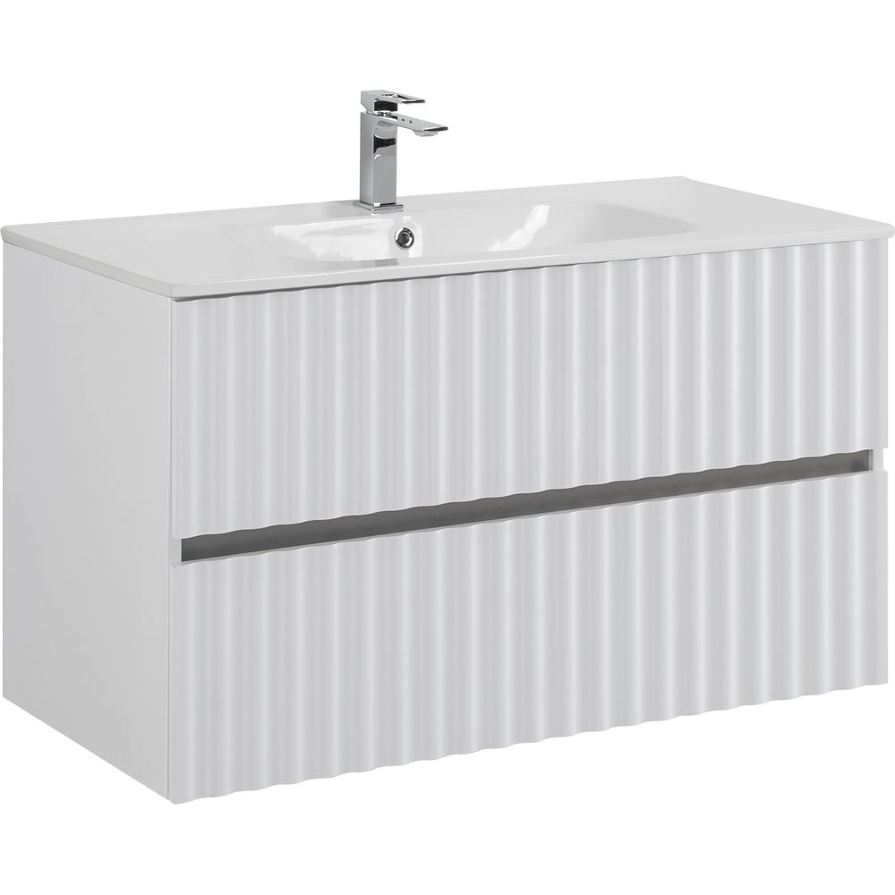 Изображение товара Подвесная база под раковину Art&Max ELEGANT с ящиками и LED подсветкой Белый матовый