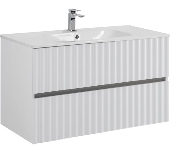 Изображение товара База под раковину подвесная Art&Max ELEGANT с двумя выкатными ящиками, с LED подсветкой ручек, Белый матовый, 970x469x550 AM-ELEGANT-1000-2C-SO-BM-LED