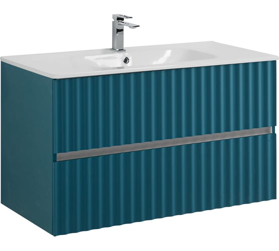 Изображение товара База под раковину подвесная Art&Max ELEGANT с двумя выкатными ящиками, с LED подсветкой ручек, Аквамарин AM-ELEGANT-1000-2C-SO-AQ-P