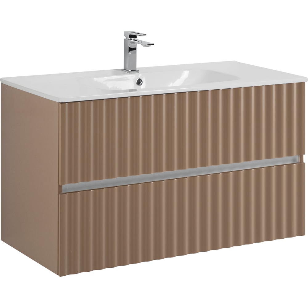 Изображение товара Подвесная база под раковину Art&Max ELEGANT с ящиками LED подсветкой капучино матовая