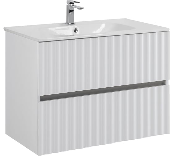 Изображение товара База под раковину подвесная Art&Max ELEGANT с двумя выкатными ящиками, с LED подсветкой ручек, Белый матовый, 770x469x550 AM-ELEGANT-800-2C-SO-BM-LED