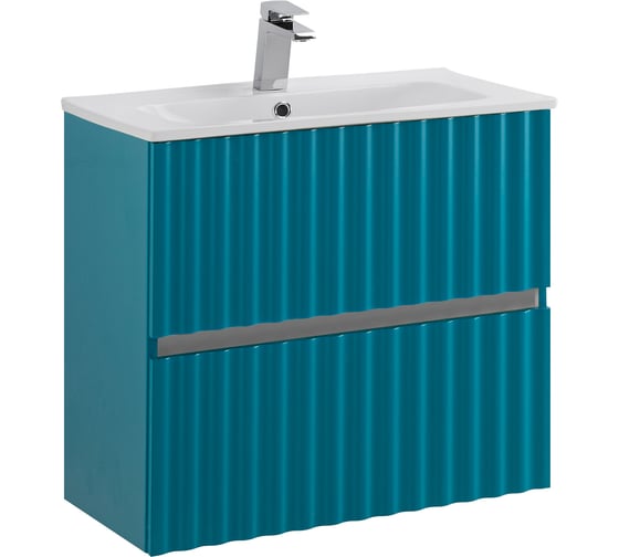 Изображение товара База под раковину подвесная Art&Max ELEGANT с двумя выкатными ящиками, с LED подсветкой ручек, Бирюзовый Матовый, 570x469x550 AM-ELEGANT-600-2C-SO-TM-LED