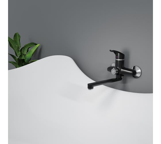 Изображение товара Смеситель для ванной настенный CAPEL c длинным изливом, ABS- пластик,черный CAP-SV-B-03