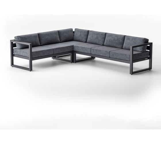 Изображение товара Набор модульной садовой мебели угловой GreenWeen CAPRI, цвет серый/темно-серый 3 предмета: диван 1900 правый подлокотник, диван 1400 левый подлокотник, пуф угл.спинка, GW-AL-CAPRI-MCOR2-G-S3R