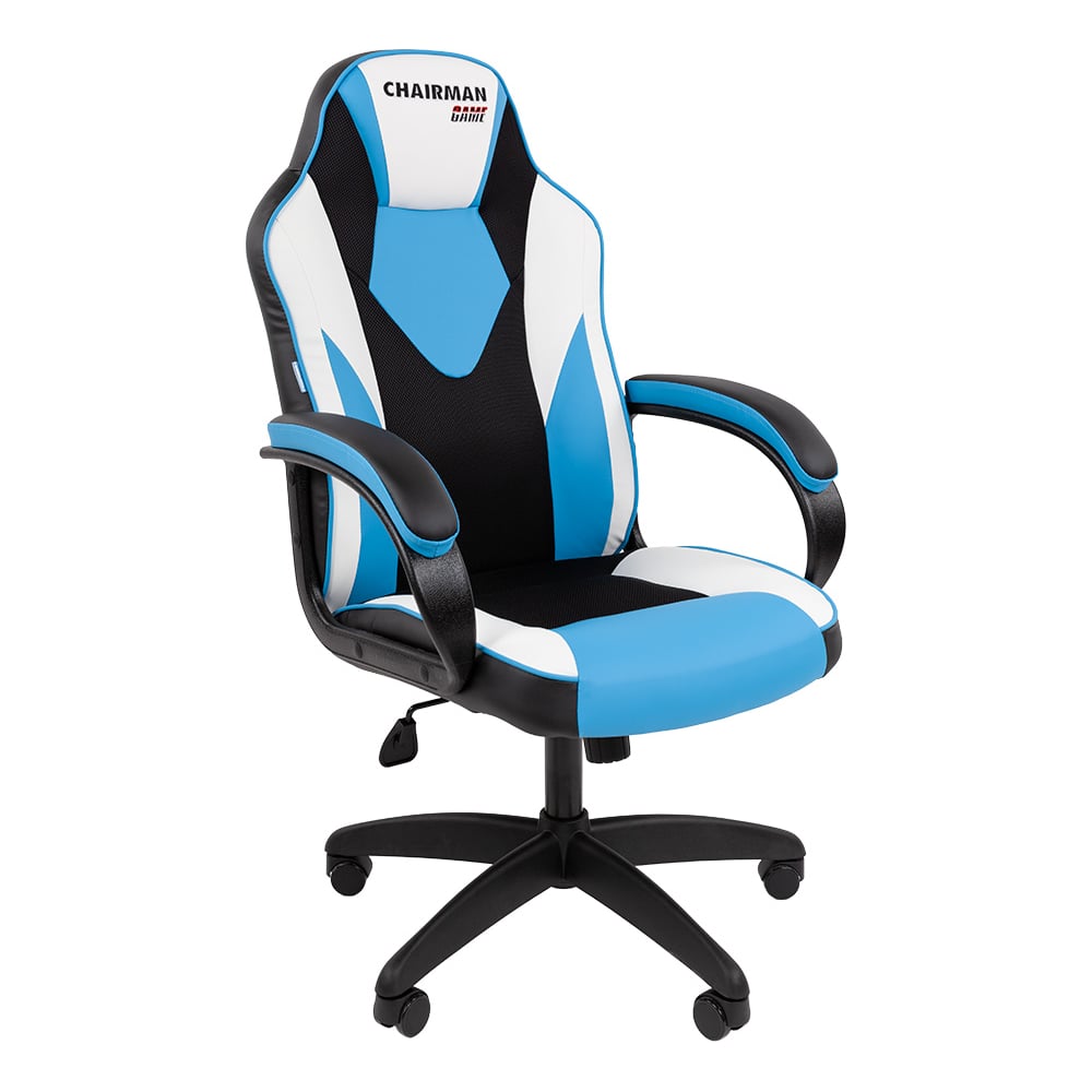 Изображение товара Офисное кресло CHAIRMAN Game 17 регулировки высоты спинки и подлокотников Черный голубой