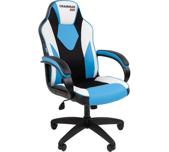 Изображение товара Офисное кресло CHAIRMAN Game 17 Россия экокожа черный/голубой/белый 00-07197804