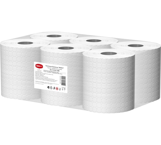 Изображение товара Полотенца бумажные влагопрочные ROS-HY, ЦВ, 2сл (20*26), 130м /6 штук в упаковке R-CH2-130M