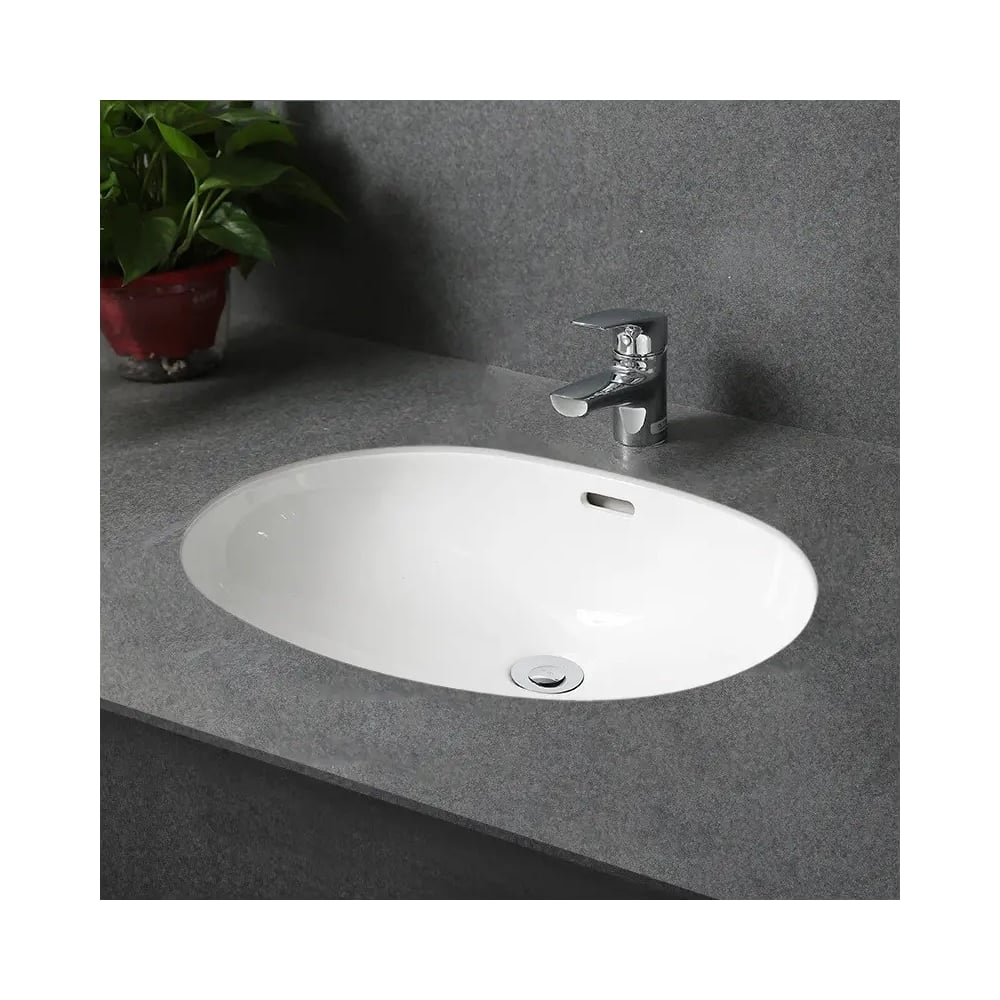Изображение товара Раковина Gid Yj8004 встраиваемая снизу овальная белая керамическая