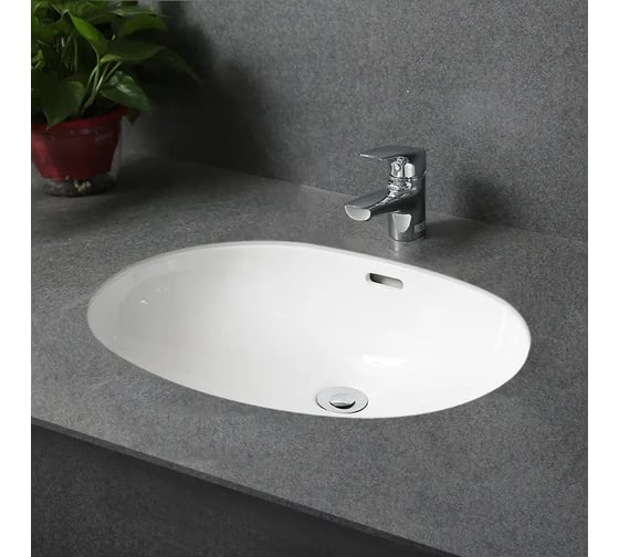 Изображение товара Раковина Gid Yj8004 встаиваемая снизу, белая, 55x39.5x19 71163