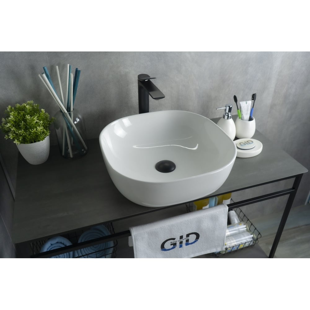 Изображение товара Раковина Gid D1301 накладная белая современная 42.5x42.5 см